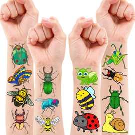 96 PCS Bug Temporary Tattoos Themed Summer Spring Birthday Party Decorations Favors Supplies Decor Lady Bugs Caterpillar Insect Tattoo Stickers for Kids Toddlers Cute Gifts School Prizes