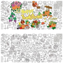 Giant Coloring Poster Tablecloth for Kids - Rectangular Educational Coloring Cover for Boys and Girls, Perfect for Birthday Parties, Games, and Party Supplies. (Thanksgiving)