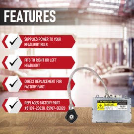 Módulo de unidad de control de faros HID con encendedor, sustituye a 85967-0E020, 81107-2D020, DDLT002, KDLT002, compatible con vehículos Toyota y Lexus Prius, Avalon, Sienna, ES300, ES330, LS430