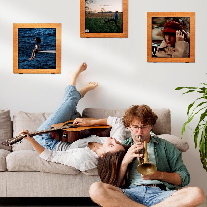 DORNELIA 3-Pack Vinyl Record Frame Display for 12x12 Inch, Front