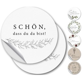 100 Stickers Schön dass du da bist – Sticker schön dass du da bist for guest gift, wedding, wedding sticker, round, 4.5 cm, vintage, wedding sticker, classic