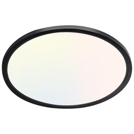 hykolity 9 Inch Selectable CCT LED Round Flat Panel Light, 18W 1800LM 3000K/4000K/5000K, Edge-Lit Flush Mount Ceiling Light Fixture for Kitchen, Bedroom, Laundry and Closet Room, Black