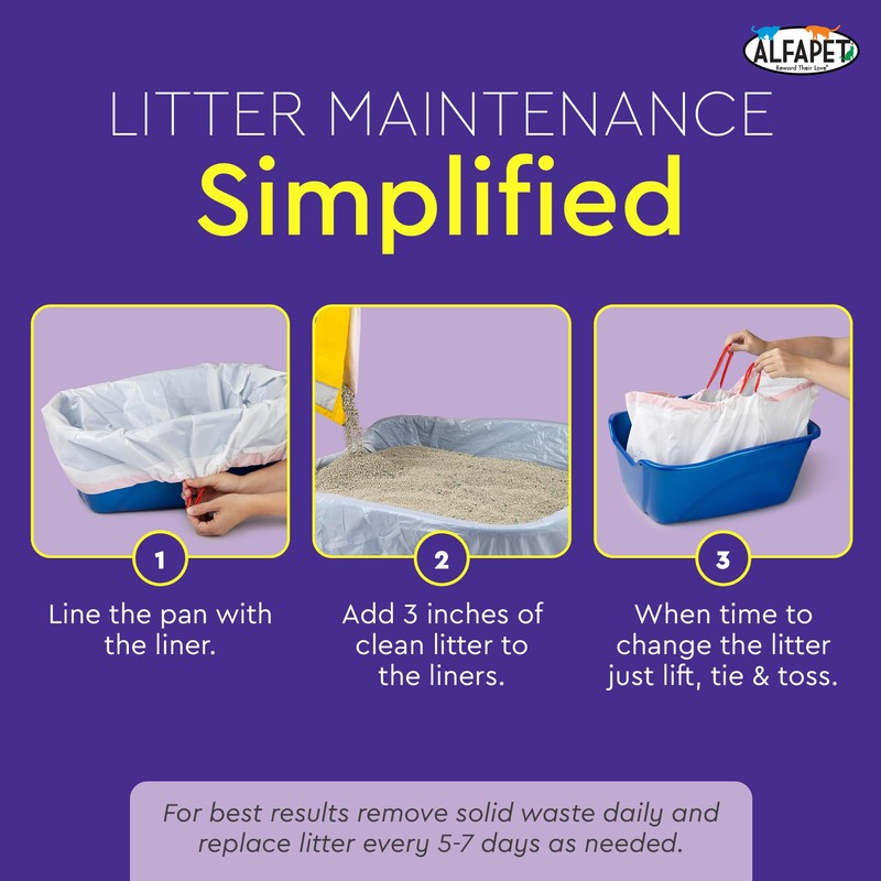 Alfapet Heavy Duty Flat Bottom Cat Litter Box Liners -