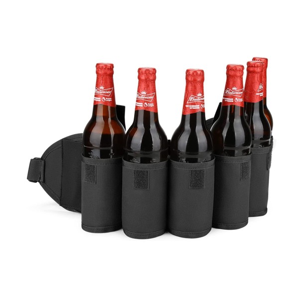 Beer Belt Holder Belt Portable 6 Bottle Beer Drink Belt Perfect Beer Waist Belt Bag for BBQ, Party, Camping