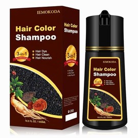 Tinte de Cabello Negro Natural Shampoo 3 En 1 para Mujeres y Hombres, Cobertura de Cabello 100 Gris En 15 Minutos, Champú de Color de Cabello A Base  