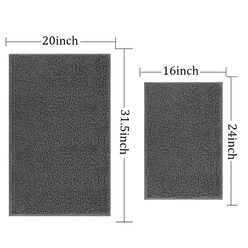 RUN HELIX Bath Mat Set, Soft Chenille Non-Slip Bath Mat,