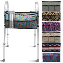 Vive Wheelchair Zimmer Frame Bag - Water Resistant Accessory Basket Provides Hands Free Storage for Folding Walkers - Attachment Fits Wide (Green Paisley)