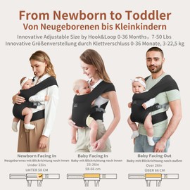 MOMTORY Baby Carrier for Newborns from Birth, Comfortable Hip Seat for Baby (3-12 kg), Ergonomic Sling Newborn to Toddler with Velcro Closure, Easily Adjustable Hip Carrier