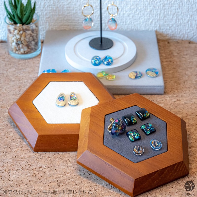8Peak Wooden Suede Velour Jewelry Tray Jewelry Box Accessory Stand