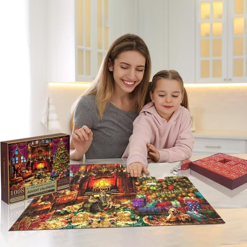 Christmas Advent Calendar Jigsaw Puzzle, 1008 Pieces, 24 Mini Boxes,