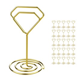 Wettin 26Pcs Table Number Holders, Elegant Place Card Holders, Picture Holder for Tables, Small Card Holder Number Stands, Card Holder Stand photo holders for Tables Centerpieces, Wedding Reception Bridal Shower Birthday (Gold)