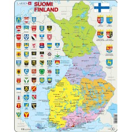 Larsen K99 Finland Political Map, Finnish Edition Frame Puzzle with 48 Pieces