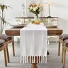 Wracra Cotton Linen Table Runner Farmhouse Style White Table Runner