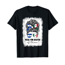 Half Mexican And Salvadorian Mexico El Salvador Flag Girl T-Shirt