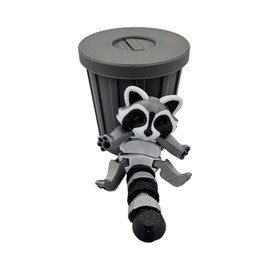 ZZ LIFE Articulating Animals Raccoon, Fox, Panda, Skunk, Possum with Containers - 3D Printed Articulated Joints ADHD, Autism, Relief Anxiety, Collectible Figurines (Raccoon Trash Can)