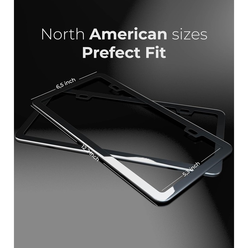 Black with Chrome Finish License Plate Frame - Stainless Steel