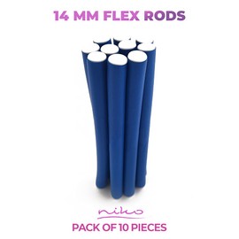 NIKO Pack of 10 Twist Flex Rods - Foam Flexible Rollers, Flexible Lightweight Curlers for Curls and Waves, Styling Tool for Hairdresser Salon/Barber - Random Colour (14 mm)