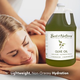 Best of Nature 100% Pure Olive Massage & Body Oil – Cold Pressed, Natural & Unscented Moisturizer for Skin, Hair & Bath, 8 fl oz