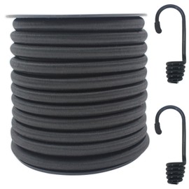 ZHFLMY Black 5/16in Bungee Cord 30ft Roll,Dacron Polyester Elastic Cord for DIY, Tie Downs - Heavy Duty Bungee Cords for Various Applications