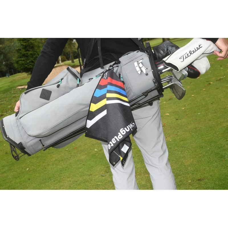 Swing Plate Unisex Left Hand Golf Towel, Black