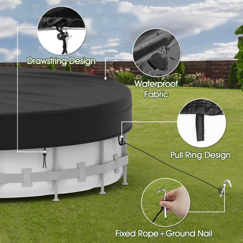 Poolergetic 24FT Round Pool Cover, Heavy Duty Pool Covers for