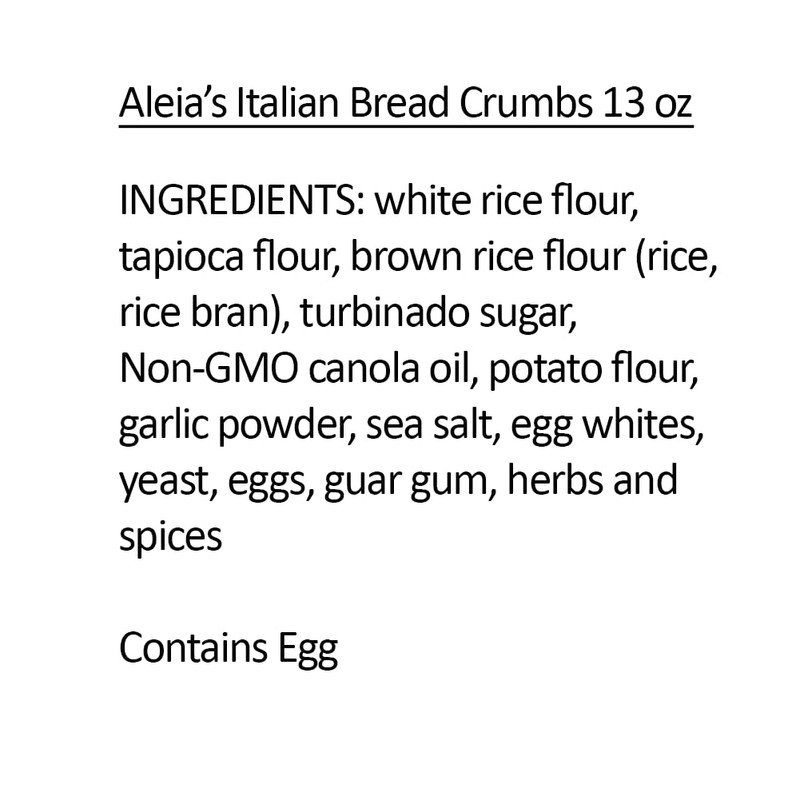Aleia’s Gluten Free Italian Bread Crumbs – 13oz (2 Pack)