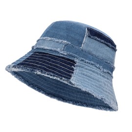 GuanGu Bucket Hat Summer Distressed Demin Bucket Hats Sun Cap Beach Packable Travel Bucket Hat for Women and Man Teens