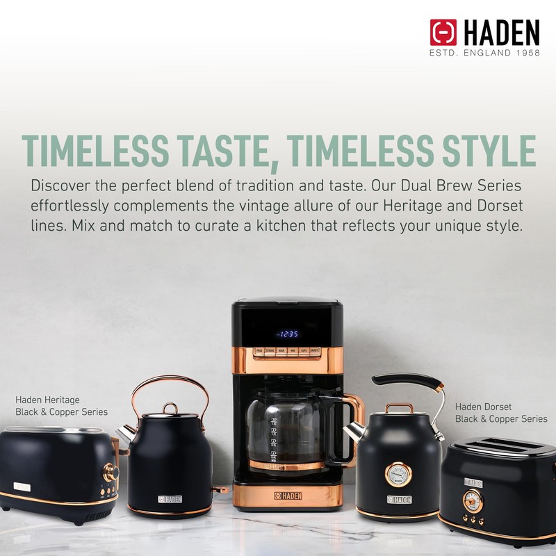 HADEN Quintessential 12 Cup Brew Coffee Maker, 120 Min Keep