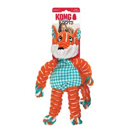 KONG Floppy Knots Combo Dog Toy - Fox and Bunny Bundle - Interal Knotted Rope with Squeakers and Less Stuffing - Medium/Large