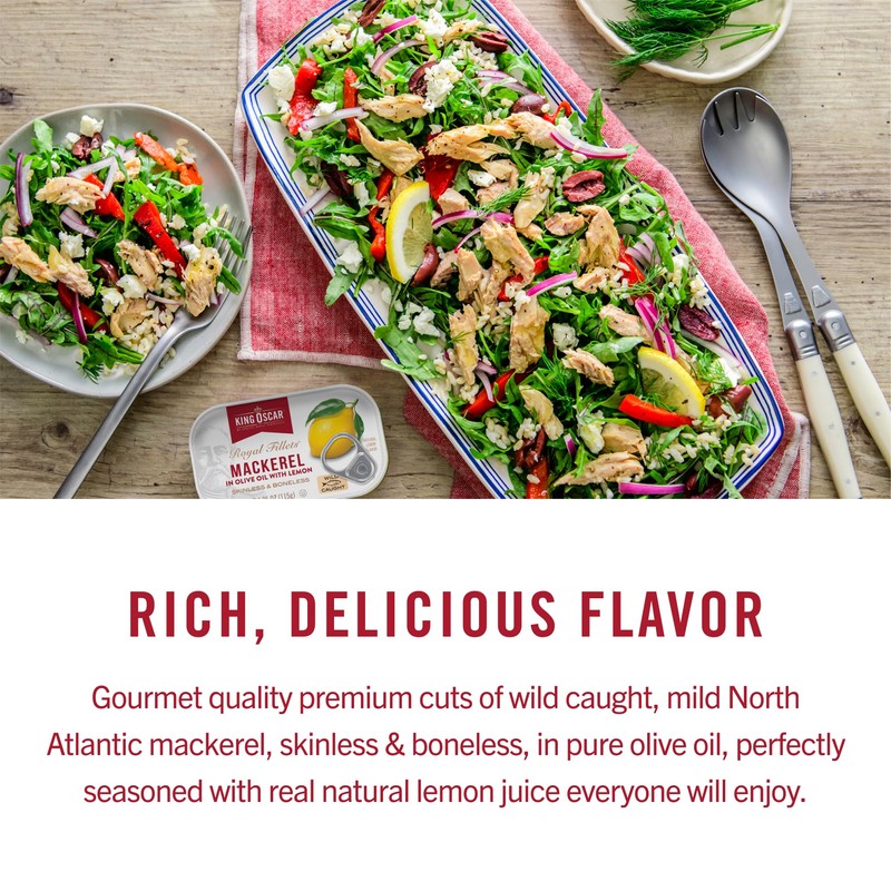 King Oscar Mackerel in Olive Oil with Lemon, 4.05 Ounce