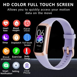 ZKSSGY Fitness Tracker with 24/7 Heart Rate Blood Oxygen Sleep Monitor,Activity Tracker with 1.1" AMOLED Touch Color Screen, Multiple Sport Modes Step Counter,IP68 Waterproof for Women Men (Purple)