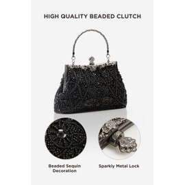 BABEYOND Women's 1920s Rhinestone Handbag Beige Evening Party Clutch Elegant Prom Handbags Wedding Bridal Accessories, black