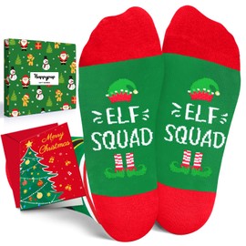 HAPPYPOP Christmas Gifts Stocking Socks for Girls Boys - Secret Santa Socks Black Elf Socks for Kids, Xmas Stocking with Greeting Card for Little Kids Age 2-3