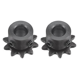 sourcing map #25 Chain Roll Gear 8 mm Bore 1/4 Inch Distance 10 Tooth Single Beach Chain Sprocket C45 Carbon Steel 25 Roll Chain Sprocket with Set Screws for ISO 04C Chain Pack of 2