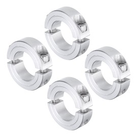 sourcing map 4pcs Double Split Clamp-On Shaft Collar for 1" Shaft, Two-Piece Clamping Collar, 1-3/4" OD, 1/2" Thickness, Aluminum Alloy Set Screw Split Collar Clamp
