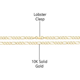 Savlano 10K Solid Gold Italian Figaro 1.8mm Chain Necklace Comes With Gift Box for Women & Men - Made in Italy (24, 1.8mm)