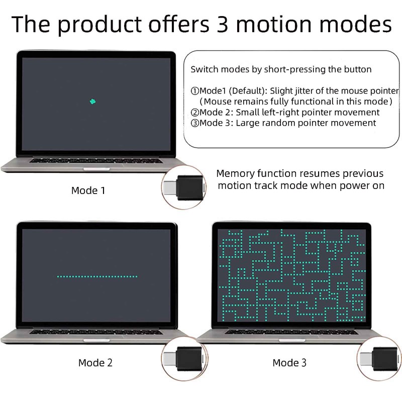 Sisyphy Mouse Jiggler USB C Port, Undetectable Mouse Emulator Auto