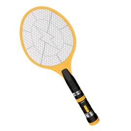 Beastron Bug Zapper Electric Fly Swatter 3000V USB Rechargeable, Mosquito Racquet Killer Racket with 5 LED Torch & 3 Layer Mesh (Large Size), Yellow