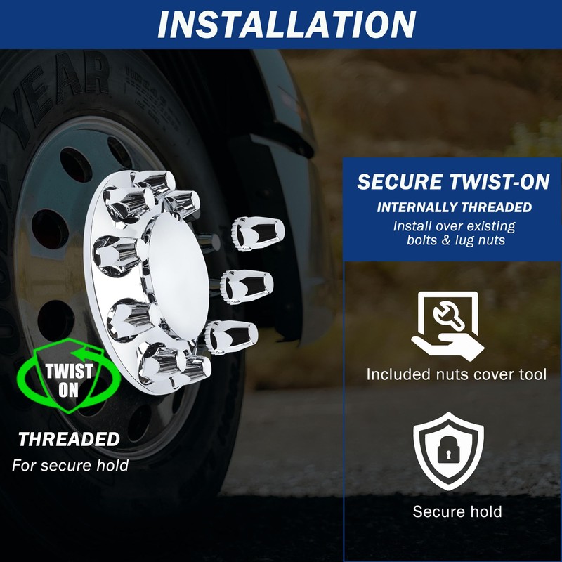 Vitonsbay Axle Wheel Covers for Semi Truck - 2 Front