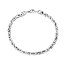 Philip Jones Men's 5mm Stainless Steel 8 Inch Round Rope Wheat Chain Bracelet