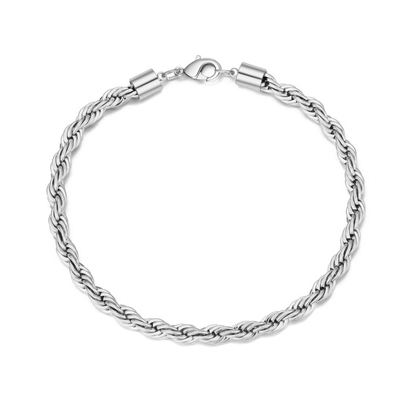 Philip Jones Men's 5mm Stainless Steel 8 Inch Round Rope