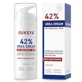 OUKEYA Crema de urea 42% con 2% de ácido salicílico, crema de pies de urea para piel seca y áspera - Hidratante para pies, talones, manos y codos, 5.2