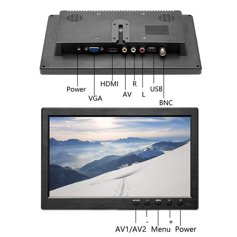 Hikity 10.1 Inch Small HDMI Monitor Portable CCTV Monitors 1280x600