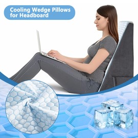 puredown® 8" Bed Wedge Pillow, Cooling Wedge Pillows for Headboard, Pillow Wedge for After Surgery, Nighttime Acid Reflux, Lumbar & Back Support, Leg Elevation Therapy, Snore Reduction Aid