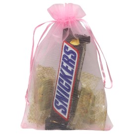 Jexila Jexila 100PCS Pink Organza Bags 5X7 Inch Mesh Bag Drawstring for Wedding Party Baby Shower Favor Pouches Bags (Pink 5X7)