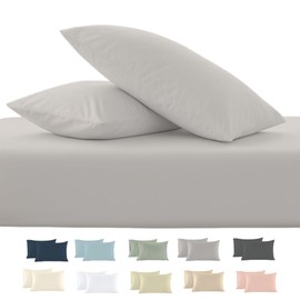 Cloud Scape Linen - Fundas de almohada de 400 hilos, tamaño King, color plateado