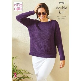 King Cole Ladies DK Knitting Pattern Chevron Pattern Sweater & Top (5990)