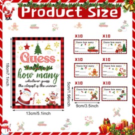 Sosation 61 Pieces Christmas Guess How Many Cards Game Christmas Guessing Game, 60 Guess How Many Cards and 1 Sign for Adults Kids Families Baby Shower Holiday Activity Decorations