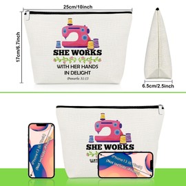 Gevody Quilting Gifts for Women Makeup Bag Sewing Gifts for Sewing Lovers Seamstress Quilters Sewer Cosmetic Bag Christmas Birthday Present for Crafting Lover Friend Mom Grandma Travel Pouch