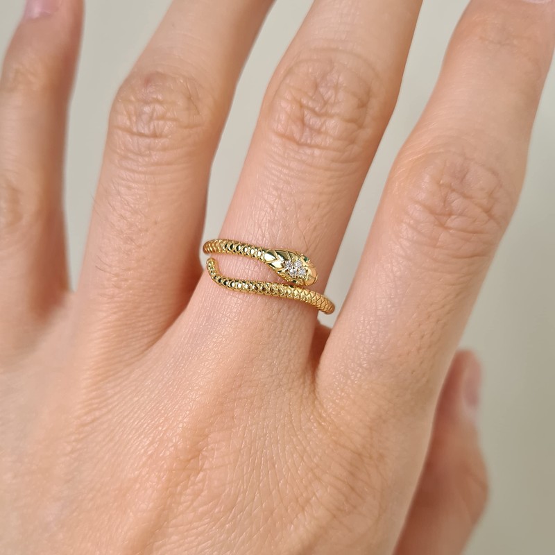 URBAN SHe° 18K Gold Plated Silver Wrapped Snake Ring Adjustable